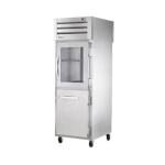 True STG1RPT-1HG/1HS-1S-HC - Pass-Thru Refrigerator, one-section, (1) glass & (1) solid half doors front, (1) solid door rear